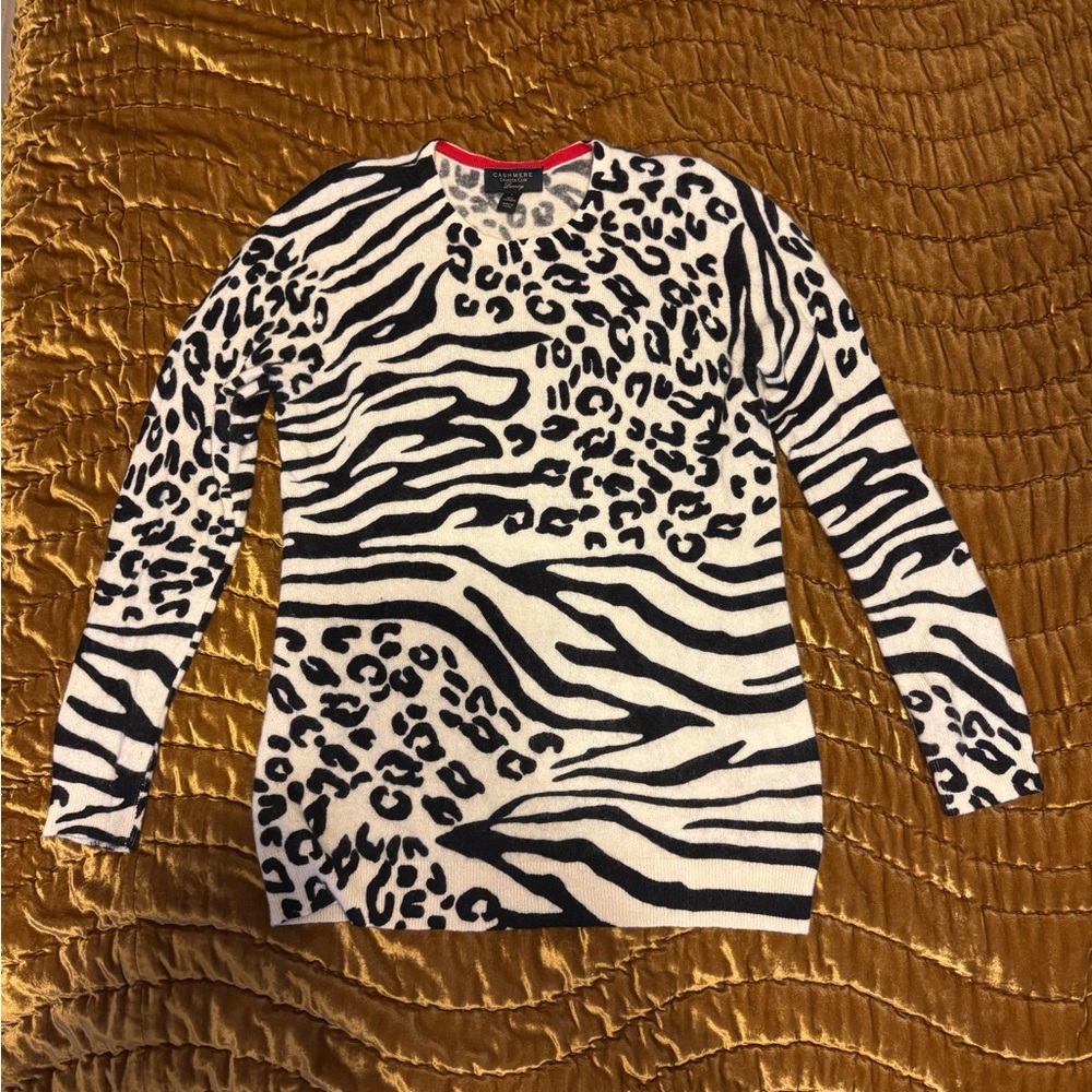 Charter Club Black and White Animal Print Sweater